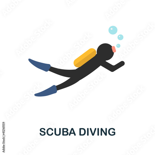 Scuba Diving flat icon. Color simple element from diving collection. Creative Scuba Diving icon for web design, templates, infographics and more