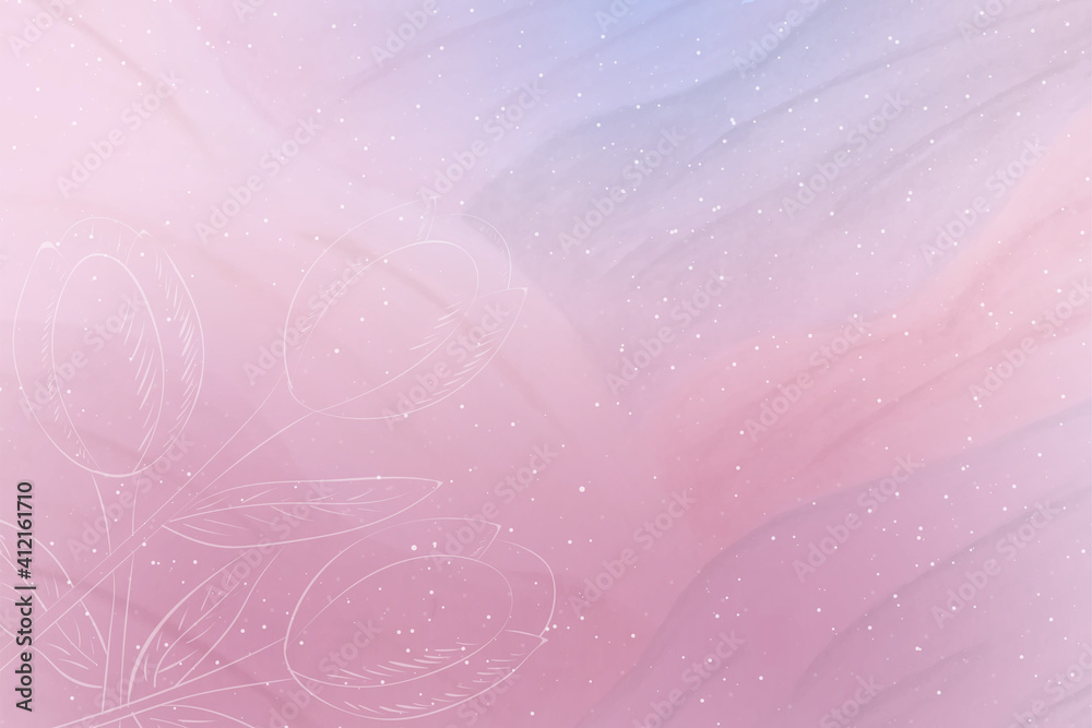 Pink abstract watercolor background with white tulips Pink abstract watercolor background with white tulips