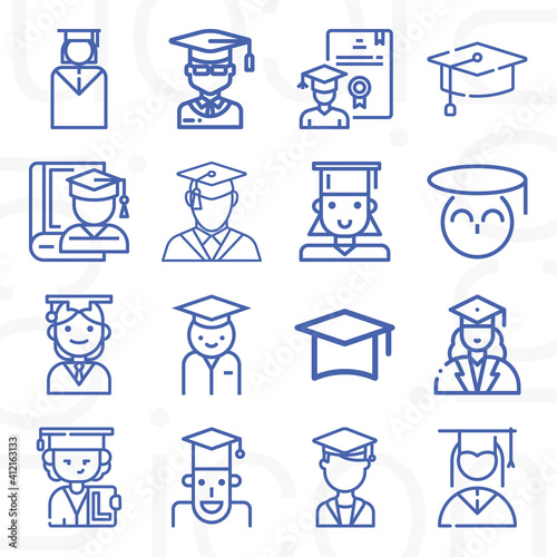 16 pack of old boy  lineal web icons set
