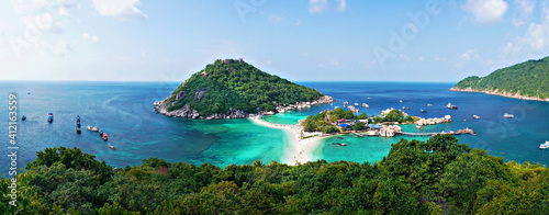 Nang Yuan island view point panorama, Koh Tao, Suratthani Thailand, tropical landscape