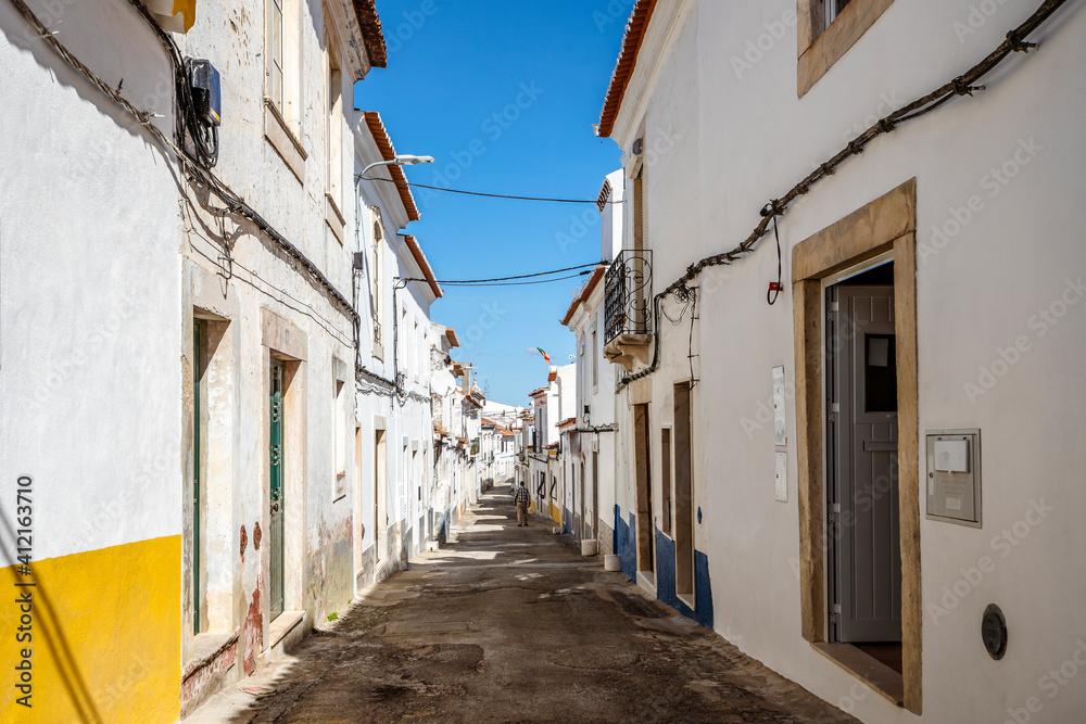 A narrow street of Borba in Alentejo, Portugal