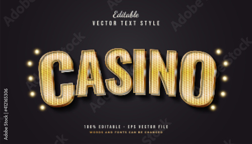 Gold Casino Text Style with Curved and Textured Effect