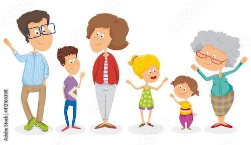 Family set draw. Group of people illustration. Vector illustration isolated	
