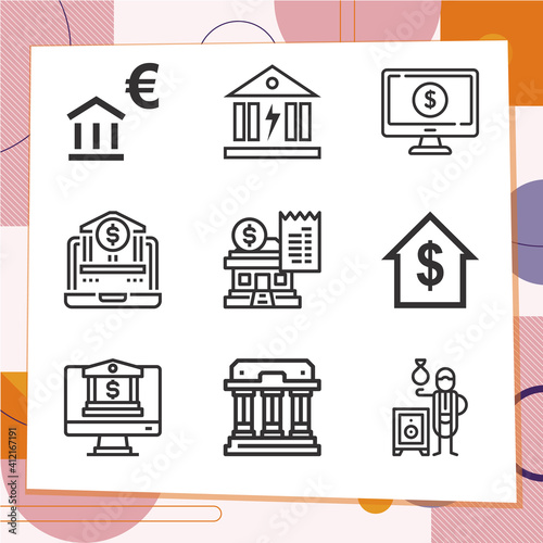 Simple set of 9 icons related to bankers