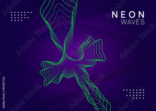 Dj event neon flyer. Techno trance party. Electro dance music. Electronic sound. Club fest poster.