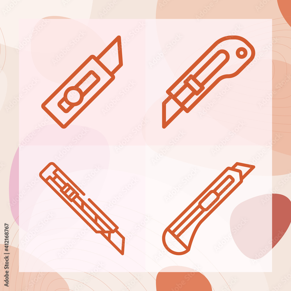 Simple set of cutting tool related lineal icons Simple set of cutting tool related lineal icons