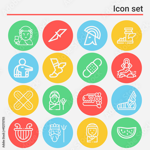 16 pack of lesion  lineal web icons set