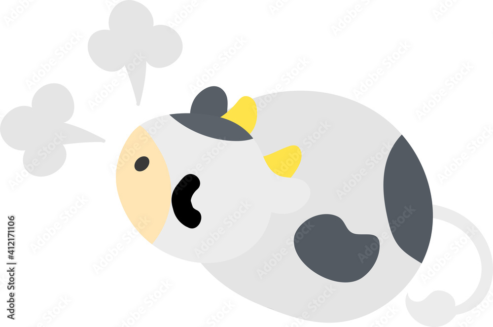 鼻息が荒いぬいぐるみのようなころころ牛のイラスト Stock Vector Adobe Stock