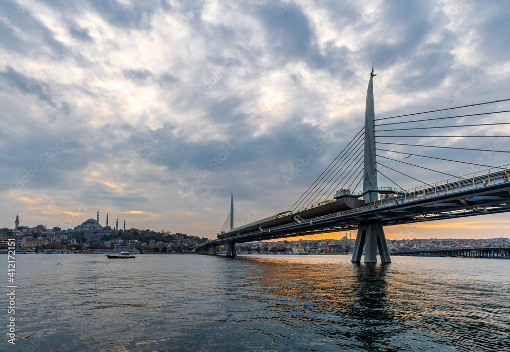 Metro Bridge view over Golden Horn in Istanbul