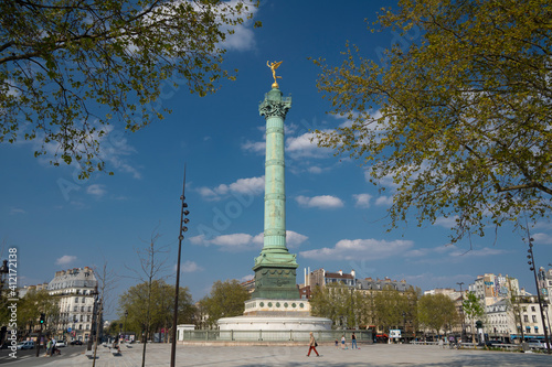  France, Paris, The column of Jules, monument to the French Revolution, at the Bastille square