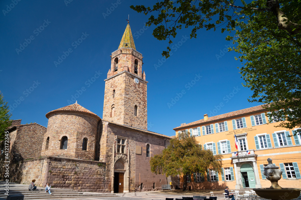 France, Var department, Fréjus, View on the bell tower of the Frejus Cathedral
