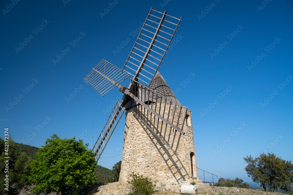 France, Var department, Grimaud, Gulf of St Tropez, Village of Grimaud, the windmill