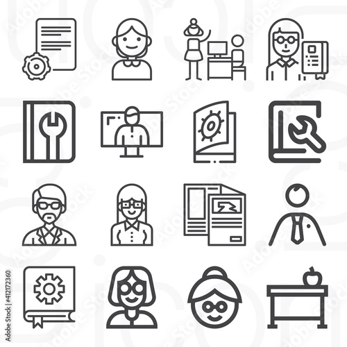 16 pack of tutor  lineal web icons set