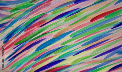 Colorful drawing cut line on paper by watercolor