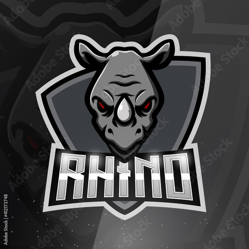 Rhino mascot esport logo design
