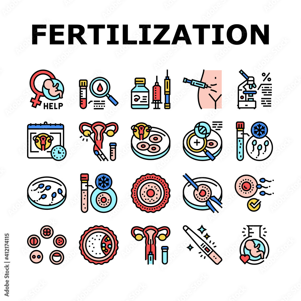 Fertilization Treat Collection Icons Set Vector Fertilization Help And Consultation Analysis 6482