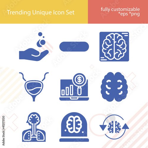 Simple set of tumor related filled icons.