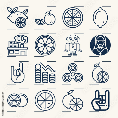 Simple set of oxide related lineal icons.