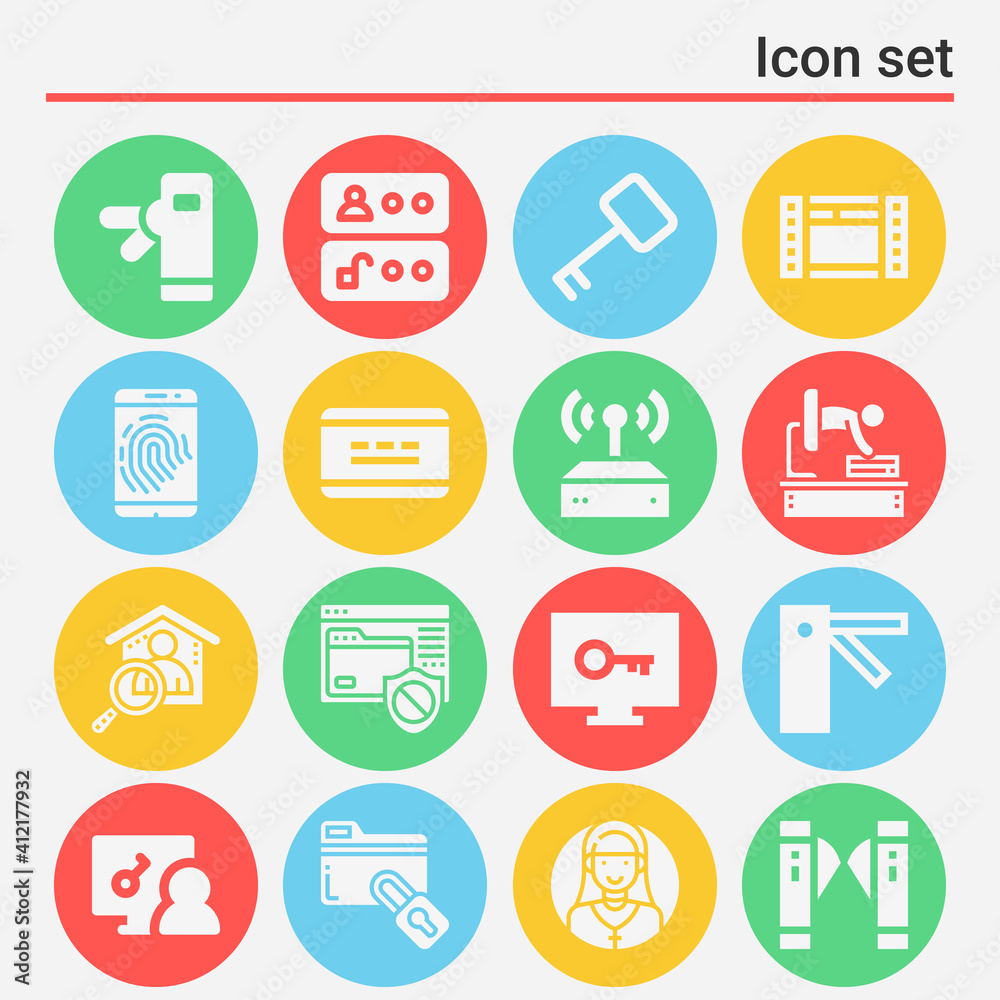 16 pack of log in filled web icons set 16 pack of log in filled web icons set