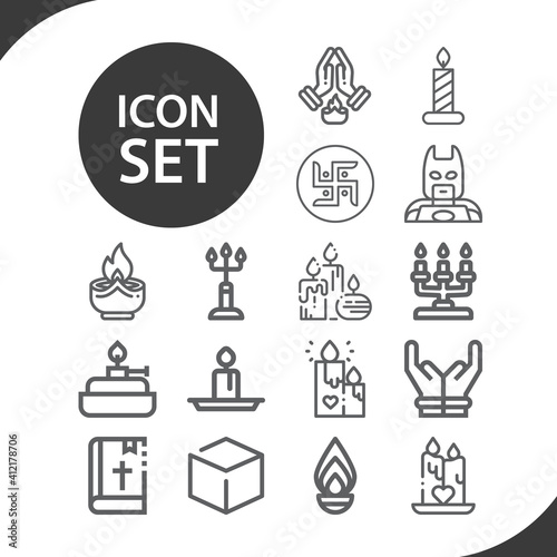 Simple set of spirituality related lineal icons.