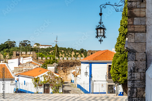 Charming whitewashed architecture of historical Vila Vicosa, Portugal photo