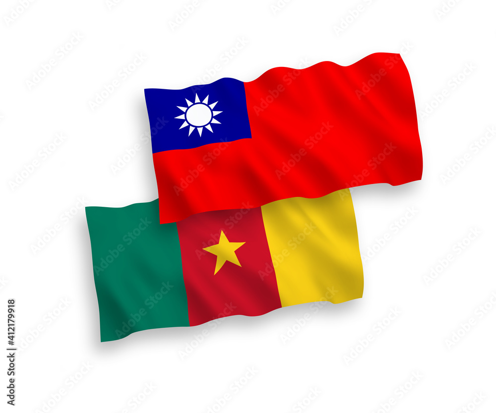 Fototapeta premium Flags of Cameroon and Taiwan on a white background