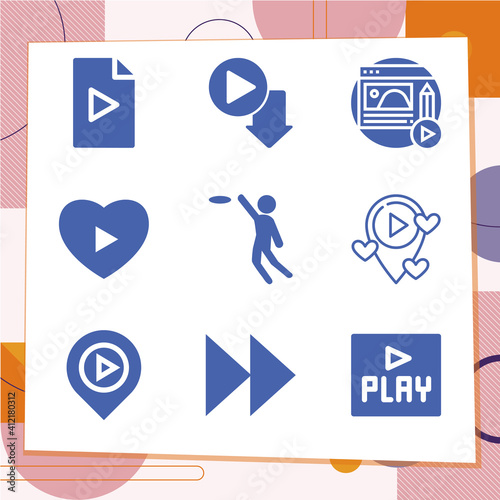 Simple set of 9 icons related to athletic game