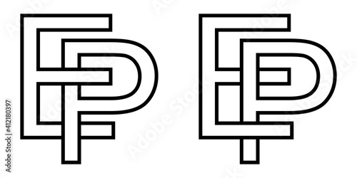 Logo sign ep pe icon sign interlaced letters P, E vector logo ep, pe first capital letters pattern alphabet e, p