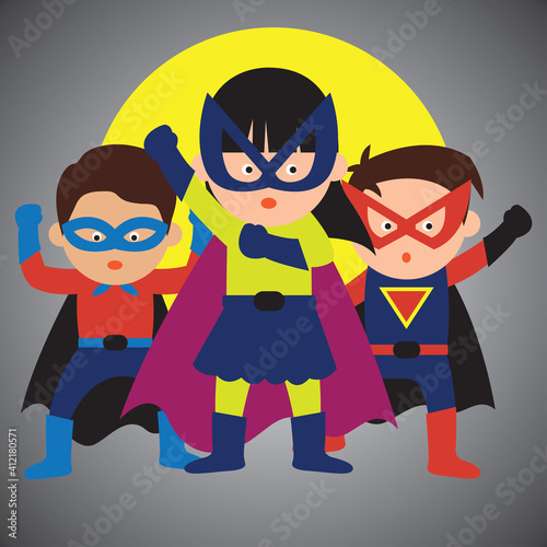 super hero with mask and cape cartoon character. vector illustration