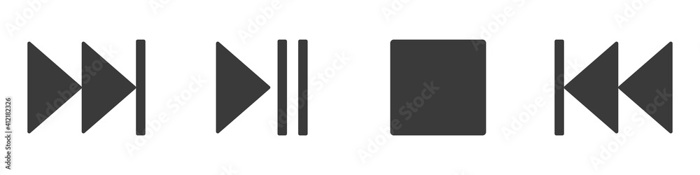 Play button icon. Media player control icon set. Vector illustration. on white background Play button icon. Media player control icon set. Vector illustration. on white background