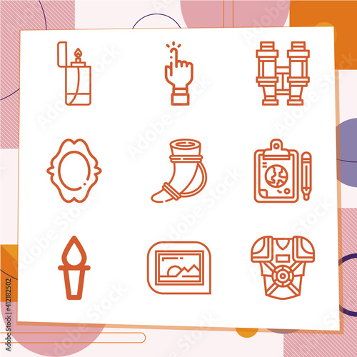 Simple set of 9 icons related to writings