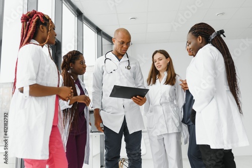 Group of doctors and nurses set in a hospital