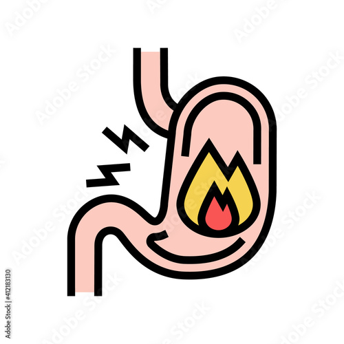 heartburn stomach color icon vector. heartburn stomach sign. isolated symbol illustration