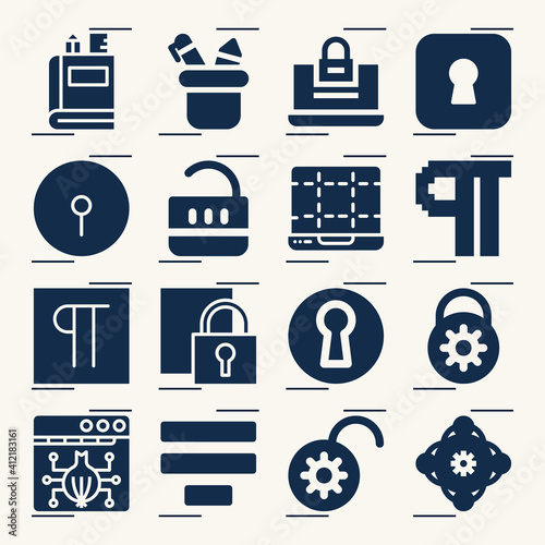 Simple set of regulation related filled icons.