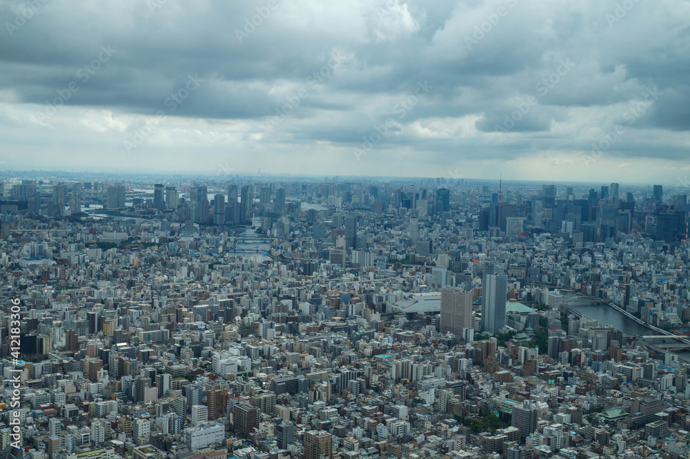 skyline Tokyo from the top of skytree