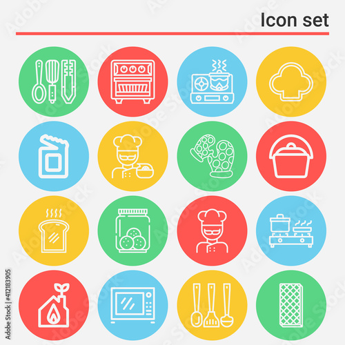 16 pack of bake  lineal web icons set