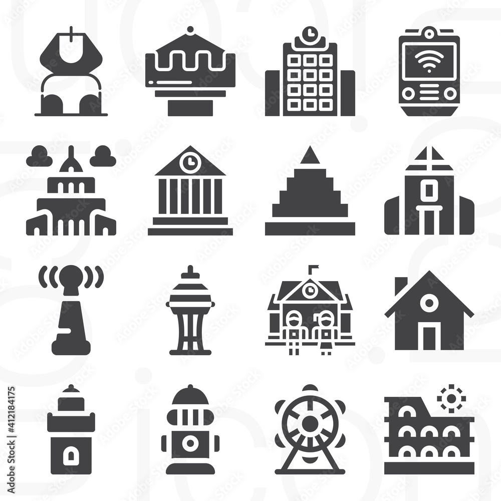 16 pack of architects  filled web icons set