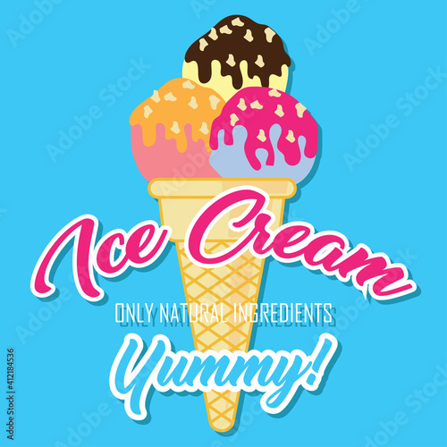 ice cream poster for ice cream store. vector illustration