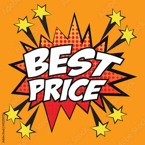 best price banner in speech bubble pop art style. vector illustration