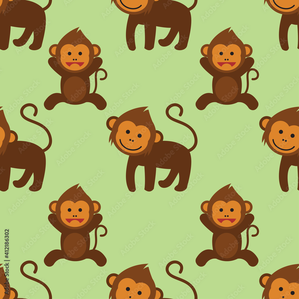 Naklejka premium monkey ornament seamless pattern. vector illustration