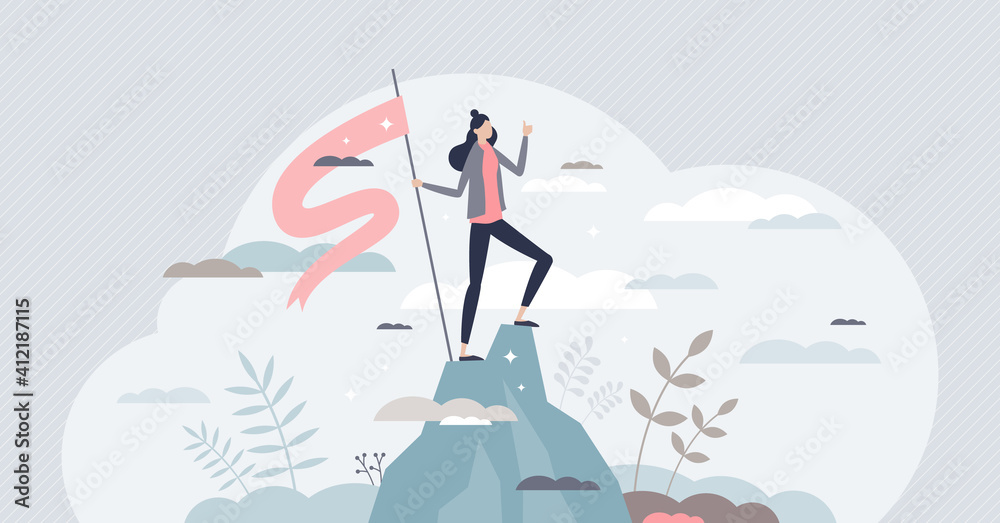 © VectorMine - Successful businesswoman as confident female work leader tiny person concept