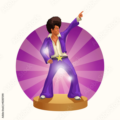 cute man in disco 70s style dancing