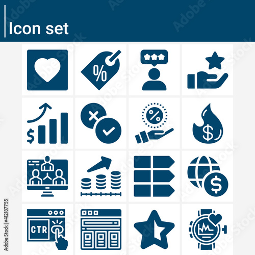 Simple set of inflation related filled icons.