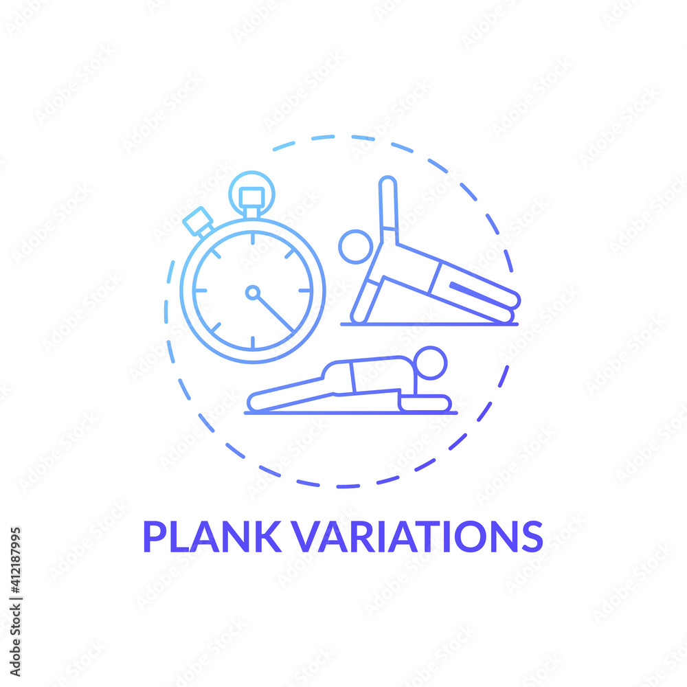 Plank variations concept icon. At-home workout session idea thin line ...