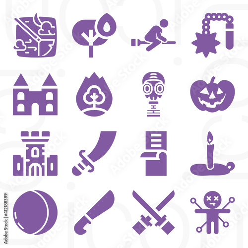 16 pack of fantasy  filled web icons set