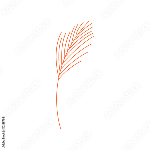 Abstract sprig of a plant. Colorful hand drawn vector illustration isolated doodle