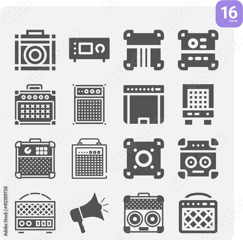 Simple set of amplification related filled icons.