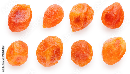 Dried oranges isolated on white background.
