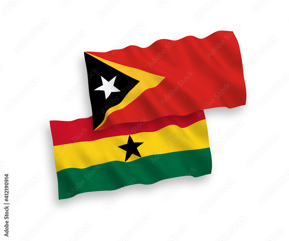 Flags of East Timor and Ghana on a white background Flags of East Timor and Ghana on a white background