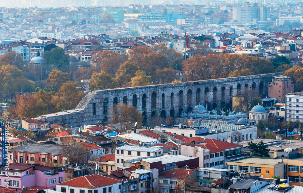 The Valens Aqueduct view in Istanbul.